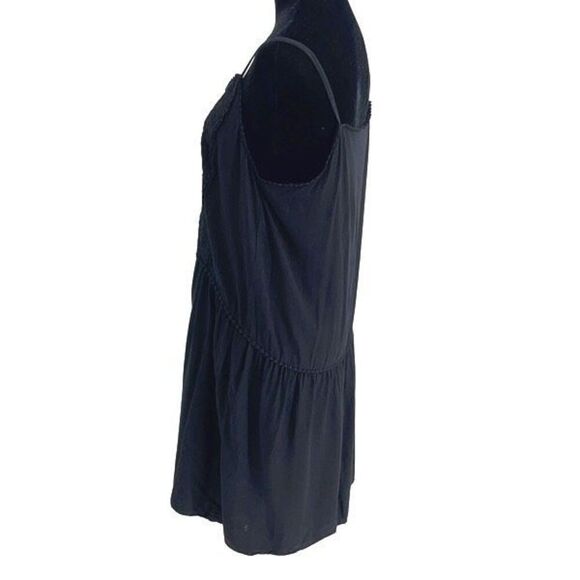 LOFT Womens Embroidered Lace Trim Spaghetti Strap Slip Mini Dress Black Medium - Picture 5 of 9